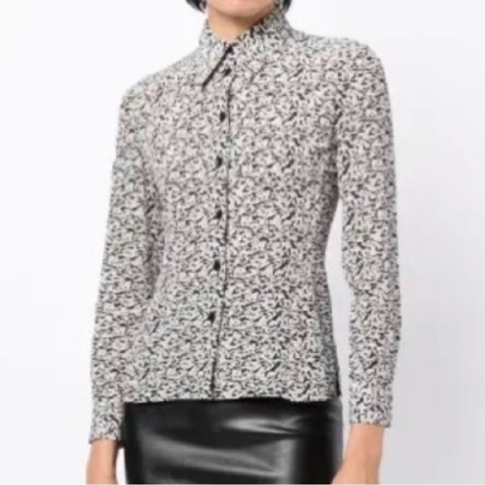 CHANEL Rare Karl Lagerfeld 2003 Cityscape Monochrome Silk Button Up